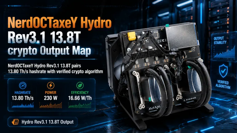 Bitaxe Miner NerdOCTaxeY Hydro Rev3.1 13.8T Micro Miner Review: Solo-Lottery Fit, Desk Setup, and Spec Verification