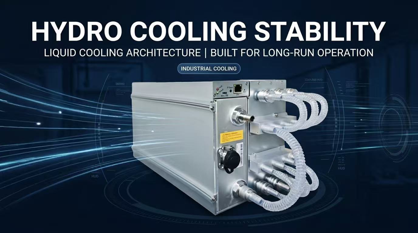 Antminer S21 XP+ Hyd Deployment Blueprint - Efficiency-focused 19 J/Th architecture sustaining continuous operation at 5676W without thermal throttling.