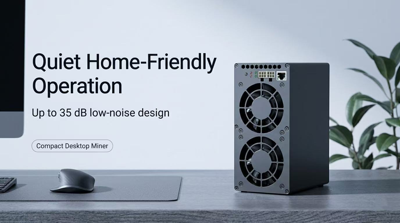 Ultra-quiet, home-friendly mining with acoustic emissions kept at up to 35 dB.