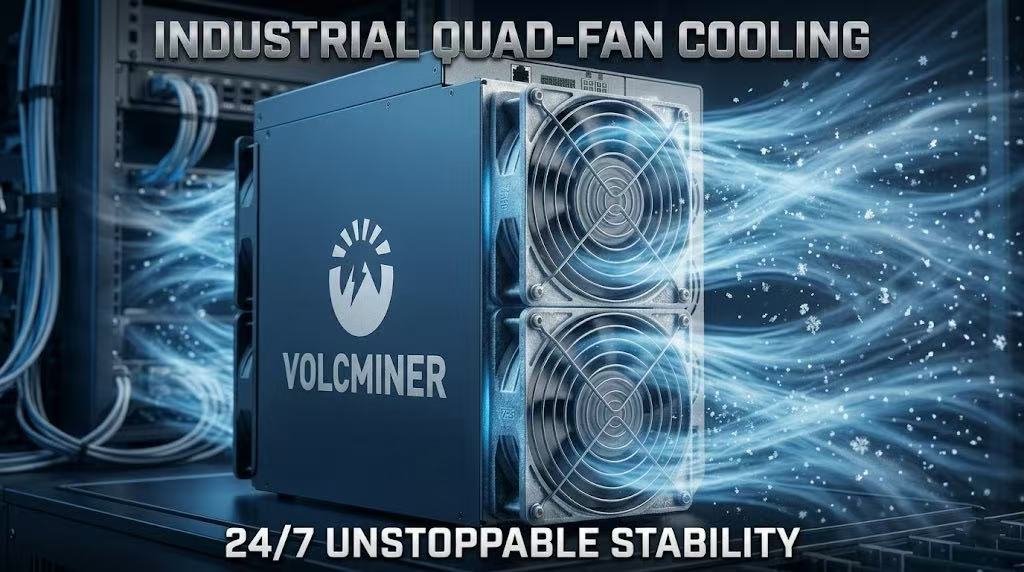  Clean marketing banner displaying the VOLCMINER D1 Lite alongside Scrypt algorithm icons.