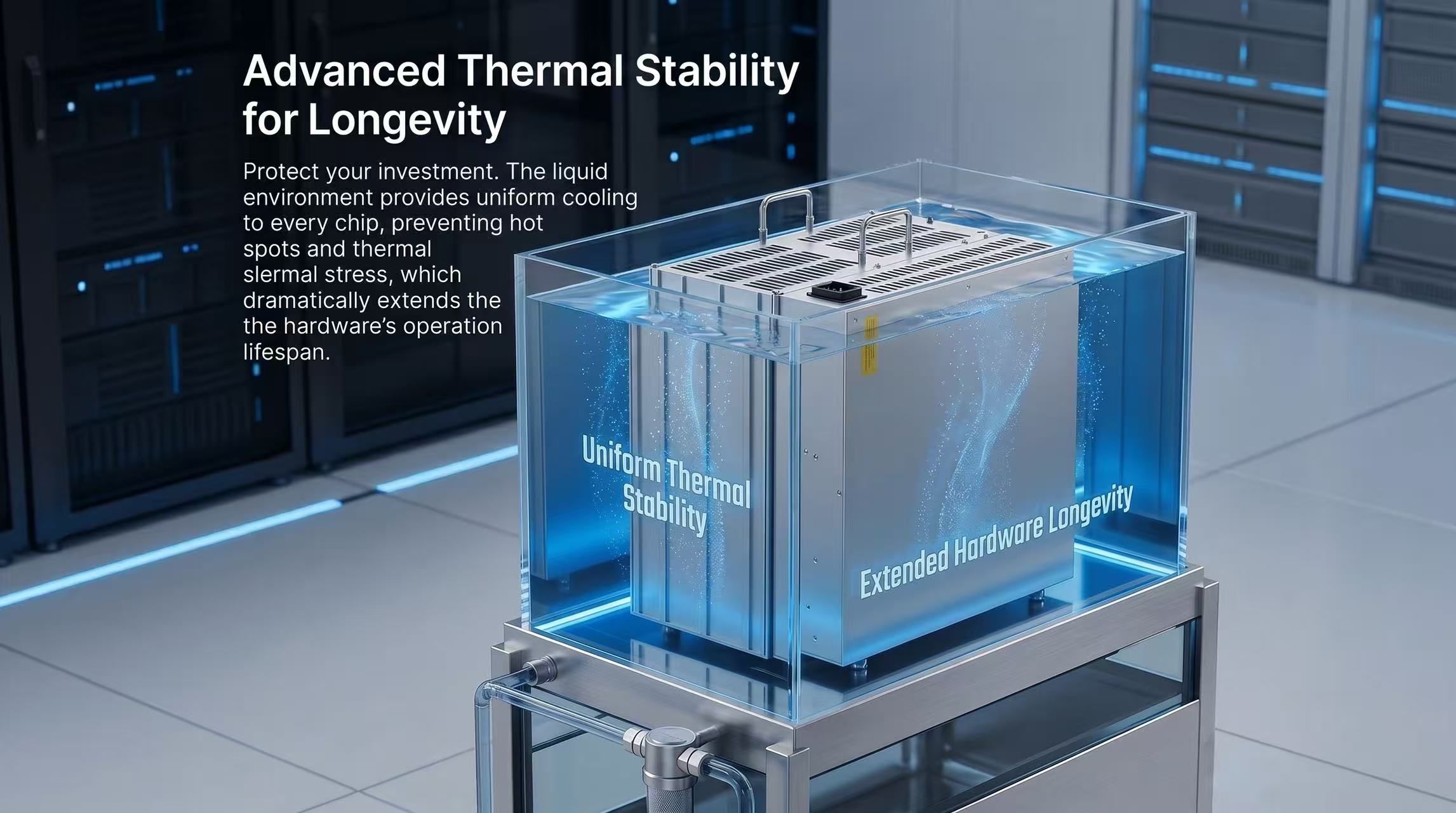 技术规格亮点图，对比300 TH/s输出与12 J/T能效。