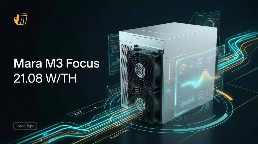 Cooling fan close-up of Mara M3 185 Th/s ASIC miner banner