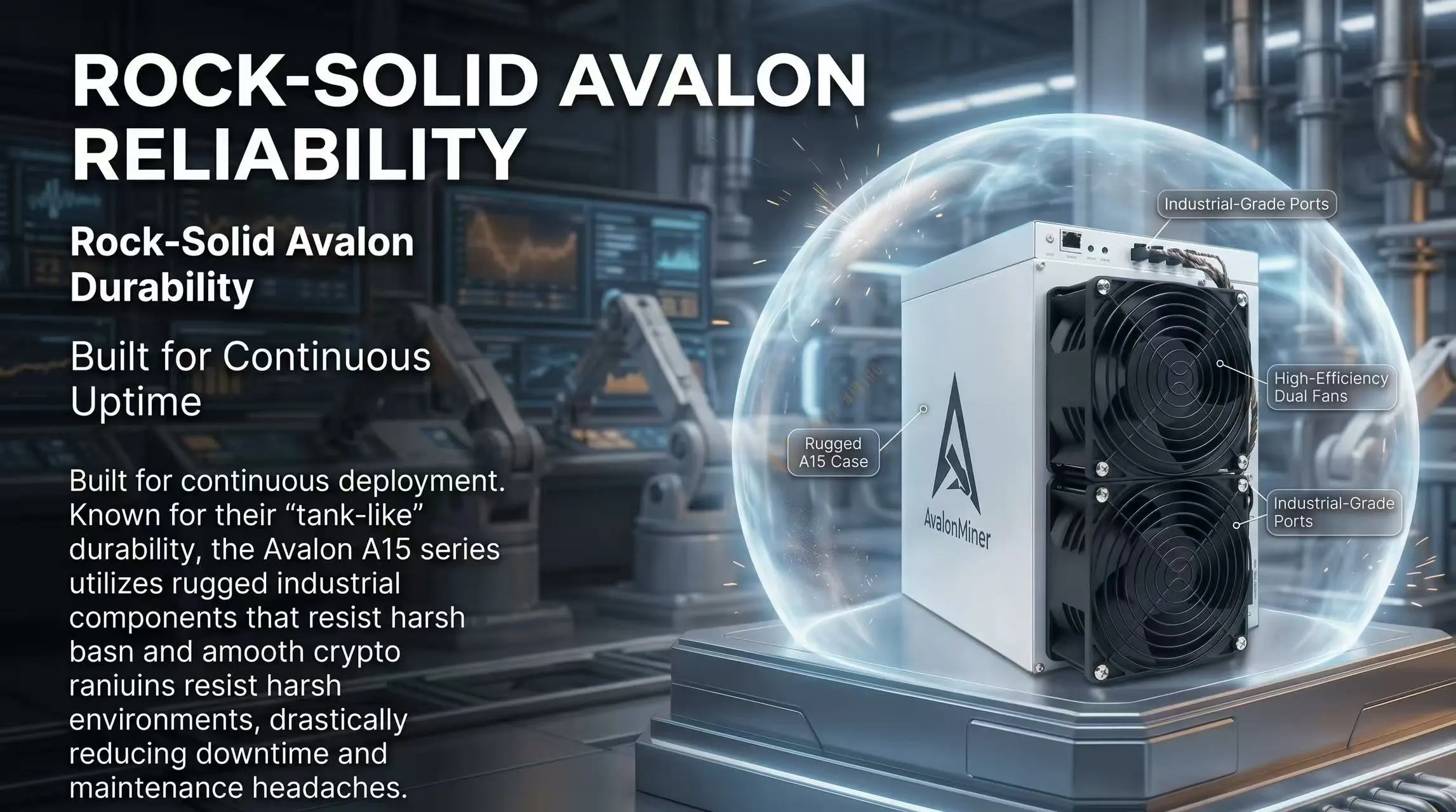 منظر أمامي لعرض معرض جهاز التعدين ASIC Canaan Avalon A15 Pro 221 تيراهاش/ثانية