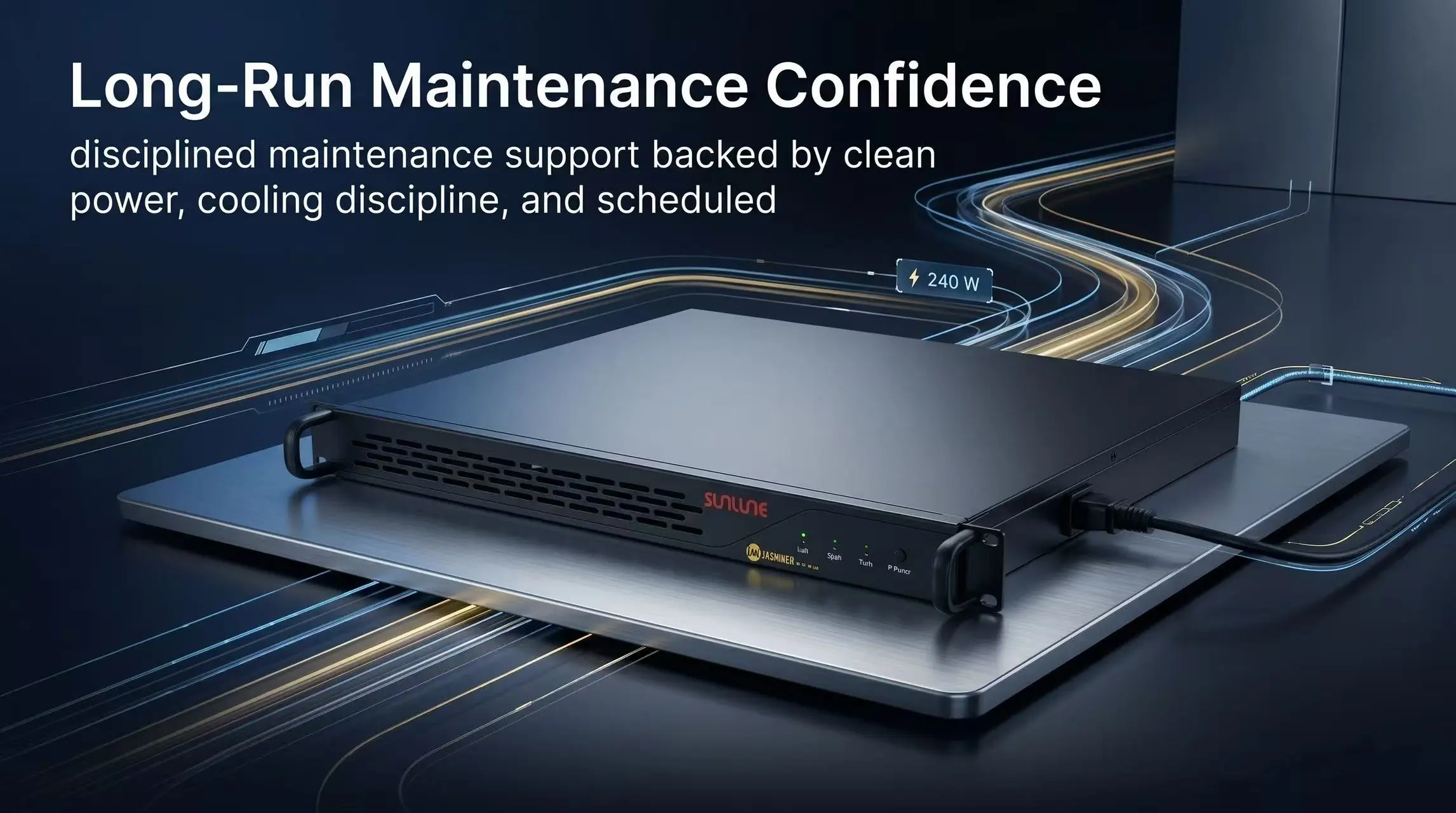 Rack deployment scene for 【USED】JASMINER X4-1U 450 Mh/s mining machine