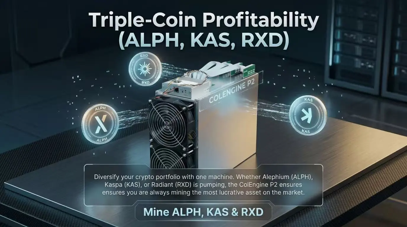ColEngine P2 1458 W ASIC kazuwçysy banneriniň sowadyjy fanatynyň ýakyn görnüşi