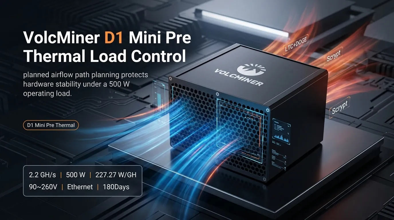 VolcMiner D1 Mini Pre Scrypt miner showcasing its compact design for LTC/DOGE operations