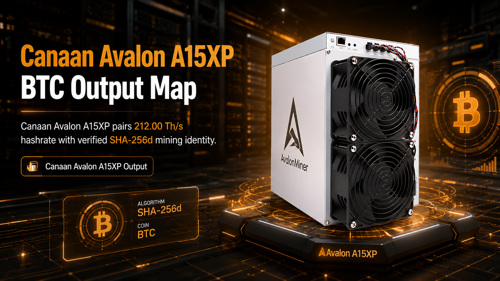 Canaan Avalon A15XP ASIC miner displaying its 212 TH/s hashrate for revenue potential