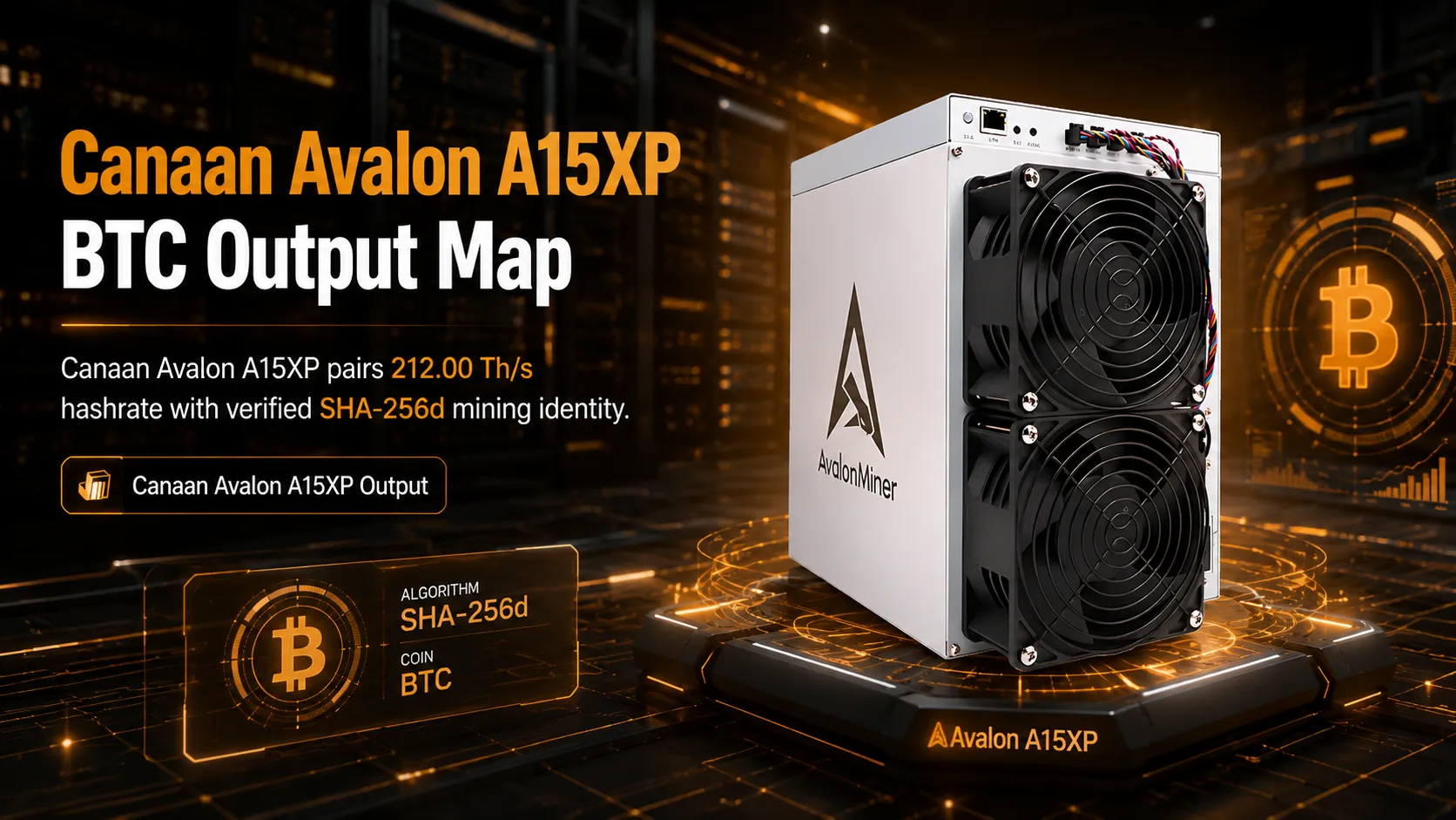 Canaan Avalon A15XP ASIC miner displaying its 212 TH/s hashrate for revenue potential