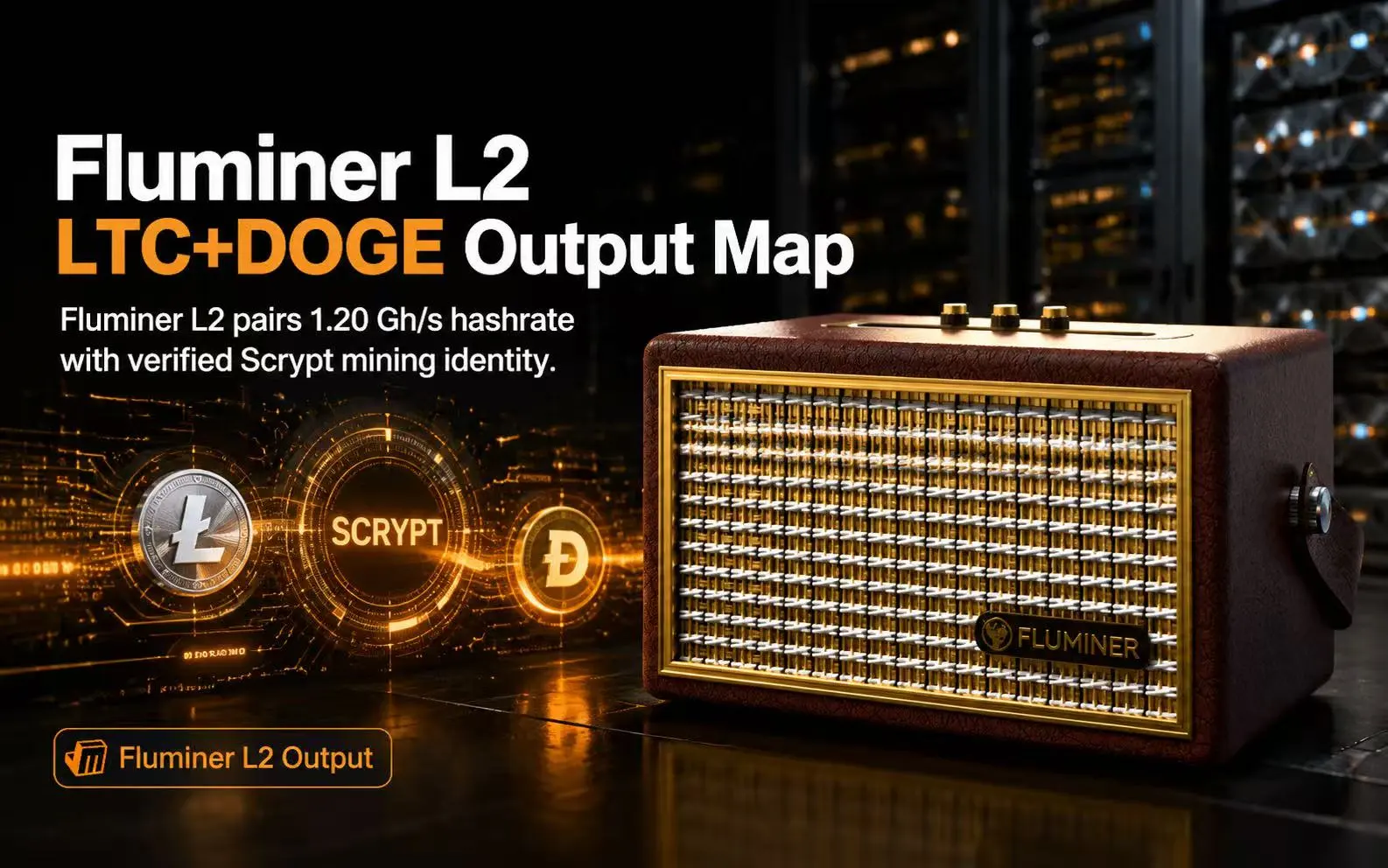 Fluminer L2 Scrypt miner generating Litecoin and Dogecoin rewards