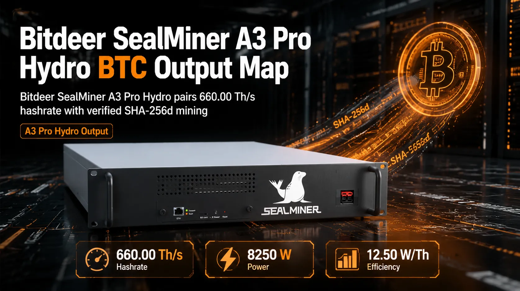 Bitdeer SealMiner A3 Pro Hydro ASIC miner showcasing its advanced hydro-cooling system for consistent performance